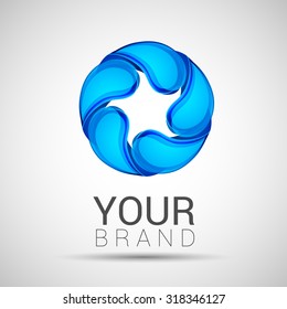 Abstract twisted water drops logo template corporate identity.
