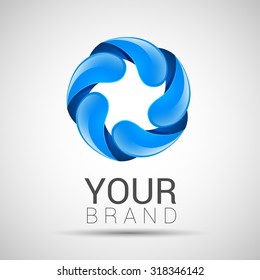 Abstract twisted water drops logo template corporate identity.