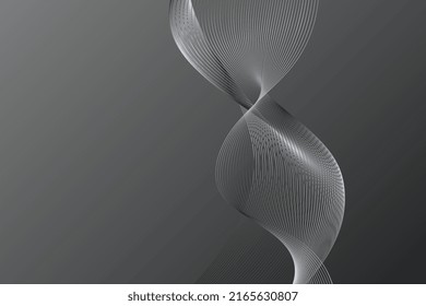 Abstrakte gedrehte Wireframe-Wellengrafik. Elegant gebogene Form auf dunklem Farbverlauf-Hintergrund