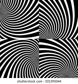 Abstract twisting background, black and white stripes.