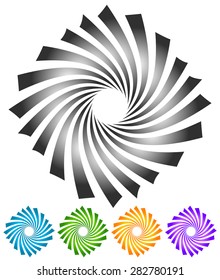 Abstract twisting, rotating vector elements. 