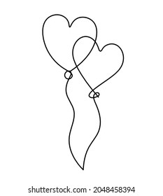 Abstract two air balloon as line drawing on white background. Vector