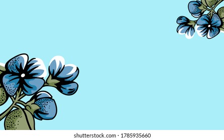 Resumen Dos Hermosos Vectores De Papel De Tela Azul Pastel De Flor Calmable Ilustración