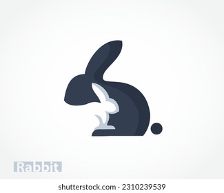 abstract two bunny rabbit with one negative space logo design template illustration inspiration
