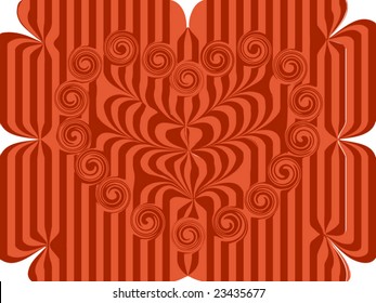 abstract two color red,orange stripy  heart