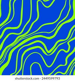 Abstract Two Colors Hand Drawing Diagonal Liquid Fluid Wavy Lines Zebra Tiger Stripes Seamless Vector Pattern Isolated Background
