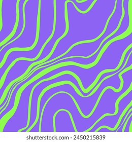 Abstract Two Colors Hand Drawing Diagonal Liquid Fluid Wavy Lines Zebra Tiger Stripes Seamless Vector Pattern Isolated Background