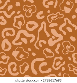 Abstract Two Colors Line Hand Drawing Large Leopard Cheetah Jaguar Panther Animal Skin Fur Leather Shapes Seamless Vector Pattern Isolated Background
