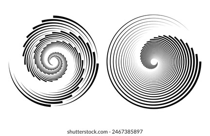 Abstract Two dynamic rhythmic circle spiral sound wave vector background
