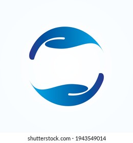 Abstract two hand in circle design logo vector