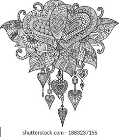 Heart Shape Floral Dream Catcher Coloring Stock Vector (Royalty Free ...