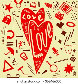 abstract two hearts.vector illustration.
