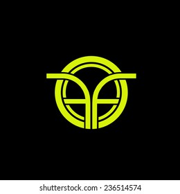 Abstract two opposite letters F placed in circles
