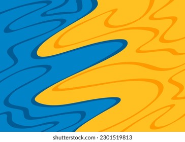 Abstract two side color background with wavy lines pattern