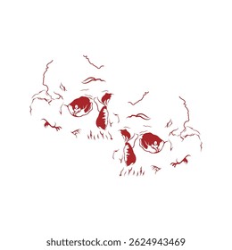 Abstract Two Skull line art vector design. Vintage Illustration Skull vector design for t shirt design, poster or t shirts street wear and Urban style. T-shirt design vector