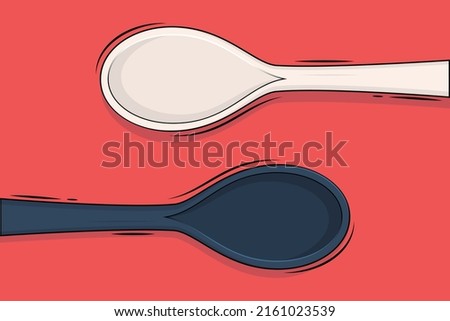 Abstract two tea spoons keep on the table logo design icon. Tableware element, kitchenware vector illustration.
