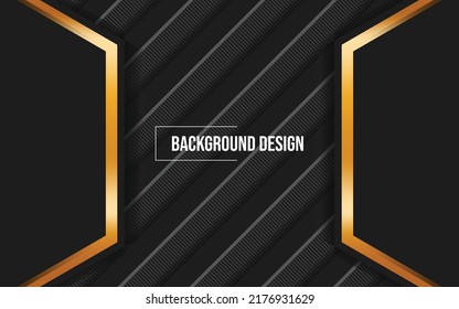 Abstract two trapezoidal golden lines with black background. Vector Illustration.