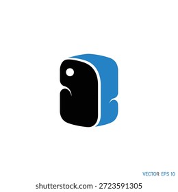Abstract two-tone geometric shape with rounded corners vector illustration. Modern logo for brand. Playful design element.