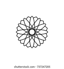 abstract type of chrysanthemum flowers Line Icon On White Background