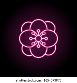 Tipo abstracto de icono del neón floral. Línea delgada simple, contorno vectorial de iconos de flores para ui y ux, sitio web o aplicación móvil
