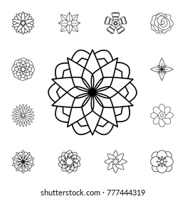 abstract type of flowers Line Icon. Set of beautiful flower icons. Signs, outline eco collection, simple thin line icons for websites, web design, mobile app, info graphics On White Background