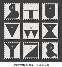 Abstract Typeset : Postage Stamps  : Vector Illustration