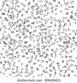 Abstract typewriter numbers seamless background. Endless pattern with random numerical grunge digits spread. School book and note cover decoration. Dress or curtain pattern.