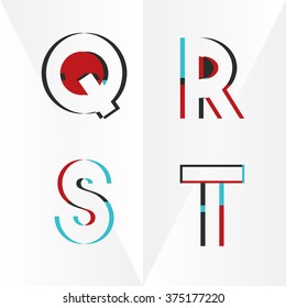 Alfabeto tipográfico abstracto en un conjunto de vectores | Contiene colores vibrantes y un diseño mínimo