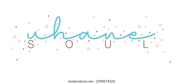 An abstract typographic representation of Uhane meaning Soul in Polynesian language on an isolated background