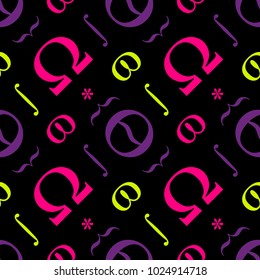 Abstract typographic symbols seamless pattern. For print, fashion design, wrapping, wallpaper