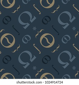 Abstract typographic symbols seamless pattern. For print, fashion design, wrapping, wallpaper