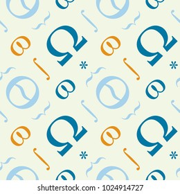 Abstract typographic symbols seamless pattern. For print, fashion design, wrapping, wallpaper