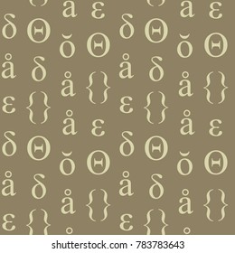 Abstract typographic symbols seamless pattern. For print, fashion design, wrapping, wallpaper