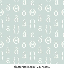 Abstract typographic symbols seamless pattern. For print, fashion design, wrapping, wallpaper