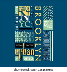 abstract typography brooklyn vector t shirt design
