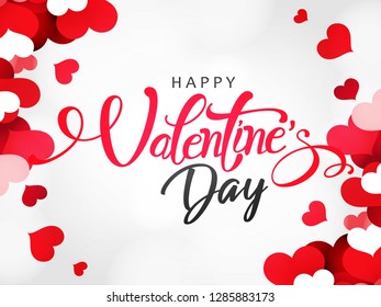 Abstract typography Happy Valentines Day Sale design vector with handwritten calligraphy text, isolated on love based theme background. can be used as valentine love greeting card,header, banner