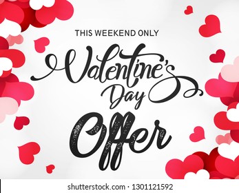 Abstract typography Happy Valentines Day Sale design vector with handwritten calligraphy text, isolated on love based theme background. can be used as valentine love greeting card,header, banner