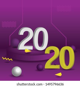 Abstract Typography New Year Two Thousand and Twenty