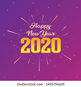 Abstract Typography New Year Two Thousand and Twenty