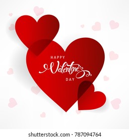 Abstract typography poster with handwritten calligraphy text of Happy Valentine's day engraved in red heart background can be used as valentine love greeting card,header, banner ,template etc