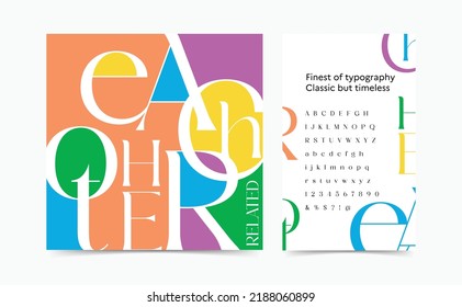 Abstract typography poster. Urban slogan rainbow typeface. A to Z serif display vector.