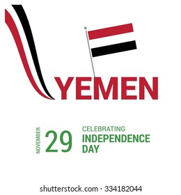 Abstract typography style. Vector Yemen Independence Day Celebrating 29 November Celebration Card. Illustration