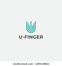 Abstract U Finger initial Logo Designs