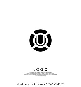 abstract U geometric circle logo letter design concept