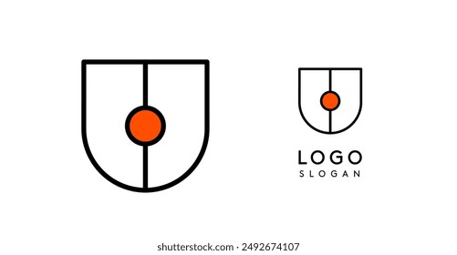 Logo Abstractas de la letra U con puntos azules. Diseño lineal minimalista, monograma de letras audaces y limpias para la marca corporativa, startups tecnológicas, empresas de seguridad y App de juegos. Ilustración vectorial.