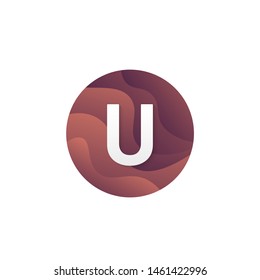 Abstract U letter logo circle shape company sign layered round icon trendy logotype vector design.