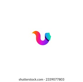 Abstract U Letter Logo Design Vector. 3D Colorful U letter logo.