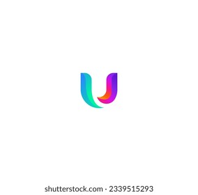 Abstract U Letter Logo Design Vector. 3D Colorful U letter logo.