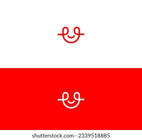 Abstract U Letter Logo Design Vector. Face, Smile U letter logo.