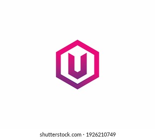 Resumen del logotipo de la letra U icono lineal hexagón modelo de diseño de vectores, logotipo de U moderno, diseño de logotipo de U